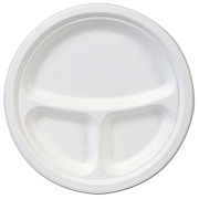 Dixie Ecosmart Molded Fiber Dinnerware, 3-Compartment Plate, White,10"dia, 500/carton (ES10PCOMPCT)