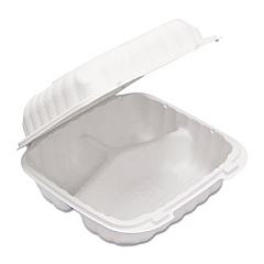 Pactiv Evergreen EarthChoice SmartLock Microwavable Hinged Lid Containers, 3-Compartment, 22 oz, 8.38 x 5.38 x 3.1, White, 200/Carton (YCN80803)