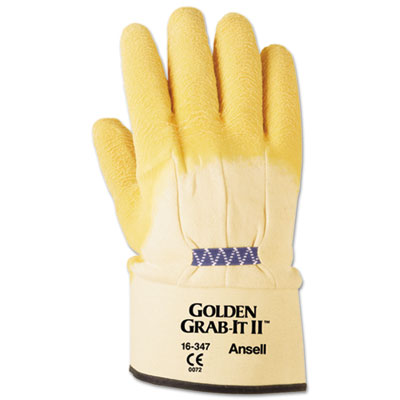 AnsellPro Golden Grab-It II Heavy-Duty Work Gloves, Size 10, Latex/Jersey, Yellow, 12 PR (1634710)