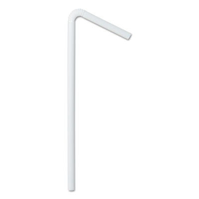 GEN Wrapped Flex Straws, 7 3/4", Polypropylene, White, 10,000 Straws/carton (GENSTRAWWFLX)