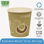 Eco-Products Evolution World 24% Recycled Content Hot Cups Convenience Pack, 10 oz, 50/Pack (EPBRHC10EWPK)