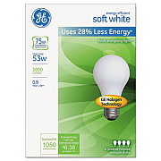 Energy-Efficient A19 Halogen Bulb, Soft White 53 W, 4/Pack (66248)