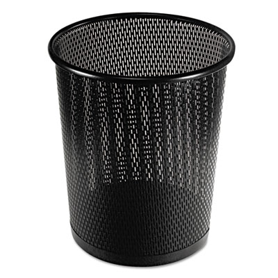 Artistic Urban Collection Punched Metal Wastebin, 20.24 oz, 9" Diameter, Steel, Black Satin (ART20017)