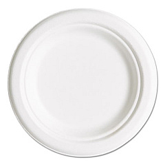 Eco-Products Renewable and Compostable Sugarcane Plates Convenience Pack, 6" dia, Natural White, 50/Pack (EPP016PK)
