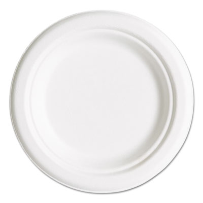 Eco-Products Renewable and Compostable Sugarcane Plates Convenience Pack, 6" dia, Natural White, 50/Pack (EPP016PK)
