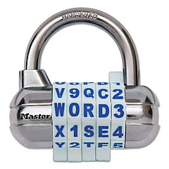 Master Lock Password Plus Combination Lock, Hardened Steel Shackle, 2.5" Wide, Chrome/Assorted (1534D)