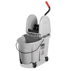 Rubbermaid Commercial Executive Wavebrake Down-Press Mop Bucket, Gray, 35 Quart (1863899)