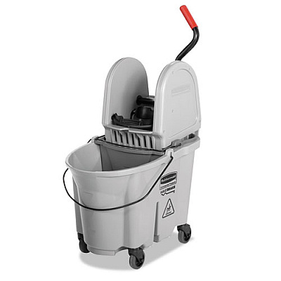Rubbermaid Commercial Executive Wavebrake Down-Press Mop Bucket, Gray, 35 Quart (1863899)