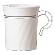 WNA Classicware Plastic Coffee Mugs, 8 oz, Silver, 8/Pack, 24 Packs/Carton (CWM8192WSLVR)