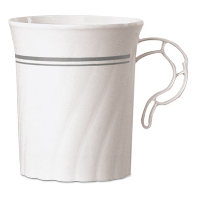 WNA Classicware Plastic Coffee Mugs, 8 oz, Silver, 8/Pack, 24 Packs/Carton (CWM8192WSLVR)