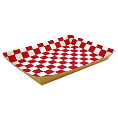 SCT Paper Food Baskets, 10.5 x 7.5 x 1.5, Brown/Red/White, Paper, 250/Carton (0590)