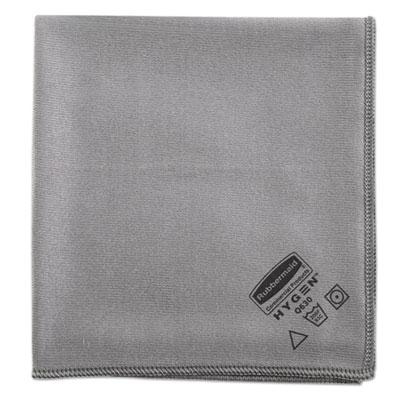 Rubbermaid Commercial Executive Glass Microfiber Cloths, Gray, 16 x 16, 12/Pack (1867398)