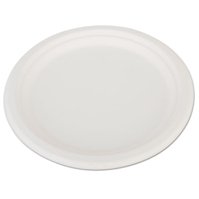 SCT ChampWare Heavyweight Bagasse Dinnerware, Plate, 10" dia, White, 500/Carton (18160)