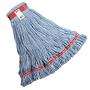 Rubbermaid Commercial Web Foot Looped-End Wet Mop Head, Cotton/synthetic, Large Size, Blue, 6/carton (A113BLU)