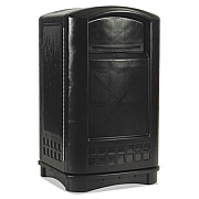 Rubbermaid Commercial Plaza Indoor/outdoor Waste Container, Rectangular, Plastic, 50 Gal, Black (3964BLA)