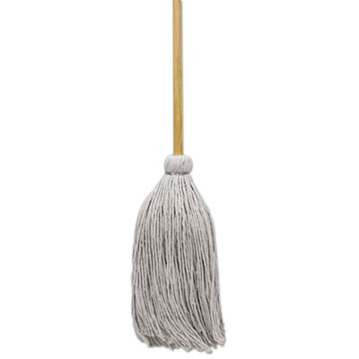 Boardwalk Cotton Deck Mop, 12 oz White Cotton Head, 50" Brown Wood Handle, Dozen (BWKCD50012S)