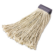 Rubbermaid Commercial Premium Cut-End Cotton Mop Head, White, 24 oz, 5-in. Blue Headband, 12/Carton (F158WHI)