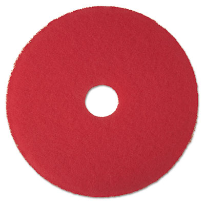 3M Low-Speed Buffer Floor Pads 5100, 17" Diameter, Red, 5/Carton (08392)