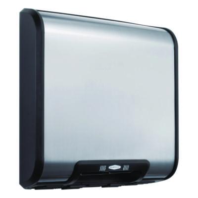 Bobrick TrimLineSeries QuietDry Surface-Mounted ADA Automatic Hand Dryer, 115 V, 13.78 x 4 x 13.59, Stainless Steel/Black (7128115V)