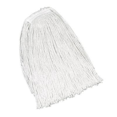 Rubbermaid Commercial Non-Launderable Economy Cotton Mop Heads, Cut-End, Cotton, White, 32 oz, 1"  White Headband, 12/Carton (V119)