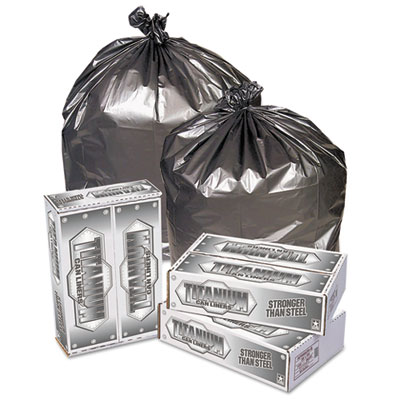 Pitt Plastics Titanium Low-Density Can Liners, 45 gal, 1.7 mil, 39" x 47", Silver, 50/Carton (TI3947S)