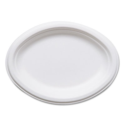 Eco-Products RENEWABLE AND COMPOSTABLE SUGARCANE PLATES, OVAL - 10" X 7", 50/PACKS, 10 PACKS/CARTON (EPP009)