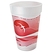 Dart Horizon Hot/Cold Foam Drinking Cups, 16 oz, White/Cranberry, 25/Bag, 40 Bags/Carton (16J16H)