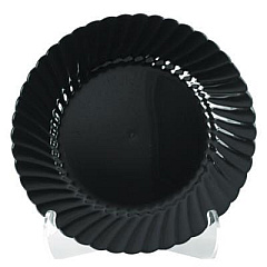 WNA Classicware Plastic Plates, 7.5" dia, Black, 10/Pack, 18 Packs/Carton (CW75180BK)