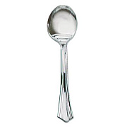WNA Heavyweight Plastic Soup Spoons, Reflections Design, Silver, 600/Carton (640155)
