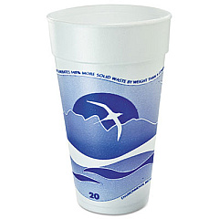 Dart Horizon Hot/Cold Foam Drinking Cups, 20 oz, White/Blueberry, 25/Bag, 20 Bags/Carton (20J16H)