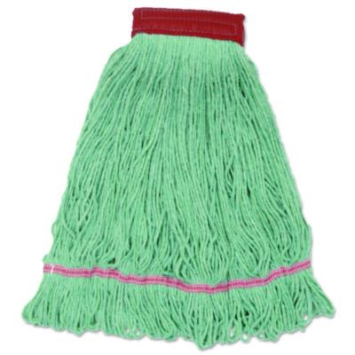 Boardwalk Wideband Looped-End Mop Heads, Cotton/Rayon/Synthetic, Large, Green, 12/Carton (LM30314L)