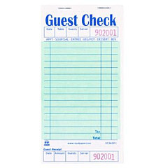 AmerCareRoyal Guest Check Pad with Ruled Back, 15 Lines, One-Part (No Copies), 3.5 x 6.7, 50 Forms/Pad, 50 Pads/Carton (GC36321)