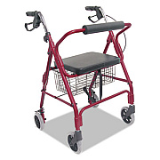 DMI Ultra Lightweight Rollator, Adjusts 33.75" to 38", 300 lb Capacity, Burgundy (50110120700)