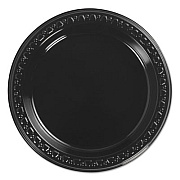 Chinet Heavyweight Plastic Plates, 6" dia, Black, 125/Bag, 8 Bags/Carton (81406C)