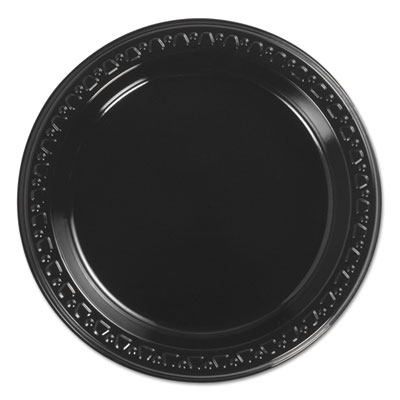 Chinet Heavyweight Plastic Plates, 6" dia, Black, 125/Bag, 8 Bags/Carton (81406C)