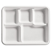 Chinet Heavy-Weight Fiber Caf Tray, 5-Compartment, 10.5 x 8.5, Beige, 125/Bag, 4 Bags/Carton (22025)