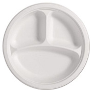 Chinet PaperPro Naturals Molded Fiber Dinnerware, Round Plates, 3-Compartment, 10.25" dia, Natural, 125/Pack, 4 Packs/Carton (25777CT)