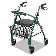 DMI Ultra Lightweight Rollator, Adjusts 33.75" to 38", 300 lb Capacity, Green (50110121200)