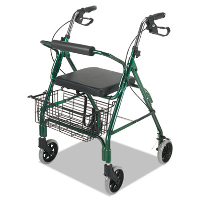 DMI Ultra Lightweight Rollator, Adjusts 33.75" to 38", 300 lb Capacity, Green (50110121200)