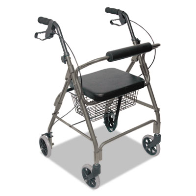 DMI Ultra Lightweight Rollator, Adjusts 33.75" to 38", 300 lb Capacity, Titanium (50110124100)
