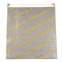 Bagcraft Foil/Paper/Honeycomb Insulated Bag, Cheeseburger Labeling, 6" x 0.75" x 6.5", Gray/Yellow, 1,000/Carton (300524)