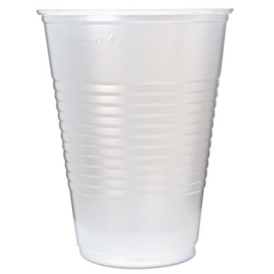 Fabri-Kal RK Ribbed Cold Drink Cups, 16 oz, Plastic, Translucent, 50/Sleeve, 20 Sleeves/Carton (RK16)