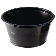 Fabri-Kal Portion Cups, 2 oz, Plastic, Black, 250/Sleeve, 10 Sleeves/Carton (PC200B)