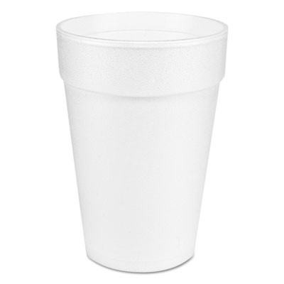 Dart Large Foam Drink Cup, 14 oz, Hot/Cold, White, 25/Bag, 40 Bags/Carton (14J12)