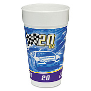 Dart RPM Stock Print Foam Hot/Cold Cups, 20 oz, Purple/Blue/Yellow/Black, 25/Bag, 20 Bags/Carton (20J16RPM)