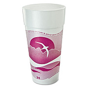 Dart Horizon Hot/Cold Foam Drinking Cups, 24 oz, Mauve, 20/Bag, 25 Bags/Carton (24J16H)