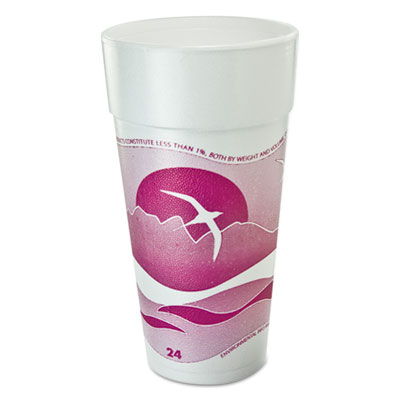 Dart Horizon Hot/Cold Foam Drinking Cups, 24 oz, Mauve, 20/Bag, 25 Bags/Carton (24J16H)
