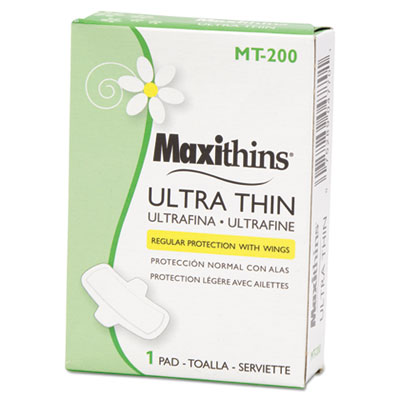 HOSPECO Maxithins Vended Ultra-Thin Pads, Size 4, Maxi Absorbency, 200/Carton (MT200)