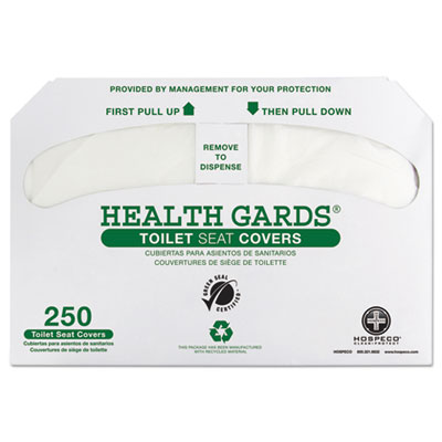 HOSPECO Health Gards Green Seal Recycled Toilet Seat Covers, 14.75 x 16.5, White, 250/Pack, 4 Packs/Carton (GREEN1000)