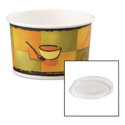 Chinet Streetside Paper Food Container with Plastic Lid, Streetside Design, 8 oz to 10 oz, 250/Carton (70408)